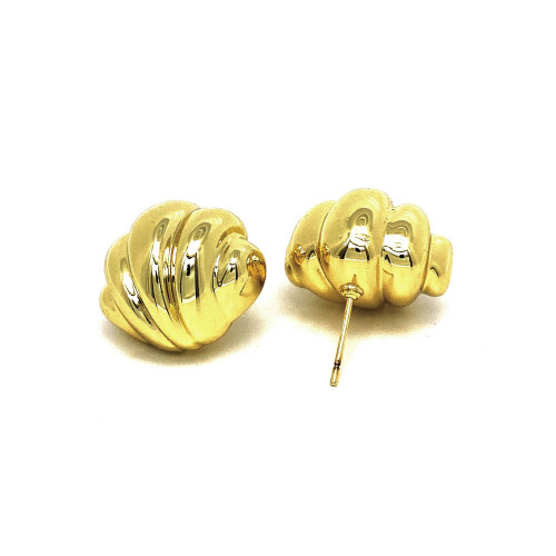 PŮVABNÉ PUZETOVÉ NÁUŠNICE V DESIGNU MUŠLE V TÓNU 14K ZLATA (1,8CM)